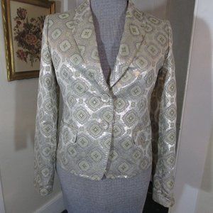 J CREW COLLECTION Light Gold Metallic Jacquard Brocade Blazer